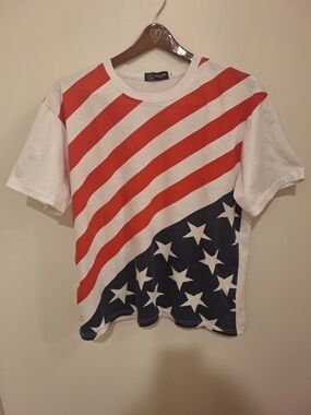 Men's American Flag Graphic Tee - White/Red/Blue